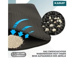 New Karat Katzenstreumatte Charly in Wabendesign Abwaschbar 76 x 61 cm Anthrazit