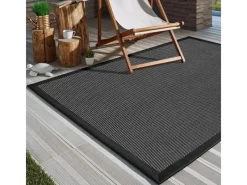 Outlet Karat Outdoor Teppich Lucca mit Bordüre Witterungsbeständig und Modern 70 x 130 cm Schwarz