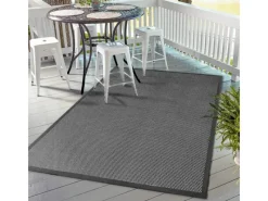 Outlet Karat Outdoor Teppich Lucca mit Bordüre Witterungsbeständig und Modern 70 x 130 cm Schwarz