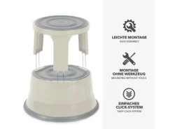 Karat Rollhocker Elefantenfuß Rolltritt aus Stahl - Hocker für Büro oder Gewerbe 150 kg Belastbar TÜV-geprüft -