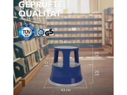 Sale Karat Rollhocker Elefantenfuß Rolltritt aus Stahl - Hocker für Büro oder Gewerbe 150 kg Belastbar TÜV-geprüft - Blau
