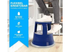 Sale Karat Rollhocker Elefantenfuß Rolltritt aus Stahl - Hocker für Büro oder Gewerbe 150 kg Belastbar TÜV-geprüft - Blau