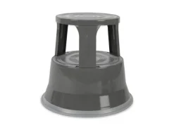 Online Karat Rollhocker Elefantenfuß Rolltritt aus Stahl - Hocker für Büro oder Gewerbe 150 kg Belastbar TÜV-geprüft - Grau