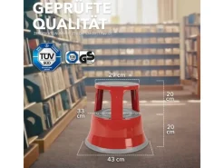 Karat Rollhocker Elefantenfuß Rolltritt aus Stahl - Hocker für Büro oder Gewerbe 150 kg Belastbar TÜV-geprüft -