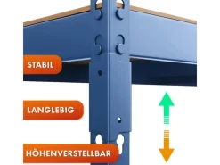 Discount Karat Schwerlastregal Rhino bis 1050 kg Pulverbeschichtet 180 x 90 x 45 cm Blau