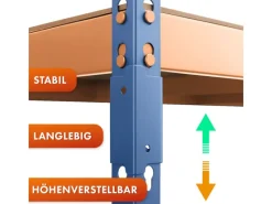 Karat Schwerlastregal Rhino bis 1050 kg Pulverbeschichtet 180 x 90 x 60 cm Blau-Orange