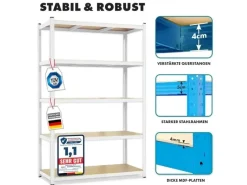 Sale Karat Schwerlastregal Weiß für Keller und Werkstatt Gesamtlast 875 kg 180 x 90 x 60 cm