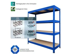 Outlet Karat Weitspannregal Schwerlastregal Blau Traglast 1200 kg 200 x 150 x 60 cm