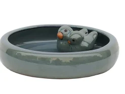 New Keramik Vogeltränke 002 glasiert (Ø x H) 24 x 5,5 cm Grau