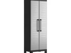 Keter Kunststoffschrank Detroit Hoch mit Alu-Griffen Hellgrau