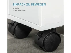 kleankin Badezimmerschrank mit Rollen 2 Schubladen 16 x 49,5 x 66 cm