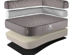 Sale Knuffelwuff Eck Hundebett Winslow Orthopädisch Kunstleder XXL 120 x 80cm Lehne Rechts Grau