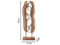Sale Kobolo Dekofigur Holzdeko Holzfigur CLIMB Holz Braun und Metall Silber
