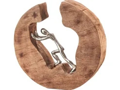 Online Kobolo Dekofigur Holzdeko Holzfigur STRENGTH Holz Braun Metall Silber