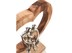 Kobolo Dekofigur Holzdeko Holzfigur SOUL Holz Braun und Metall Silber