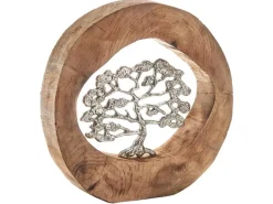 Kobolo Dekofigur Holzdeko Holzfigur VITALITY Holz Metall Silber