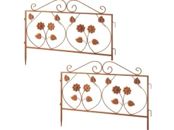 Outlet Kobolo Gartenstecker LEAVES 2 Stück Zaun Zaunfeld Rostoptik