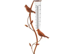 Kobolo Gartenstecker RUSTY BIRDS in Rostoptik mit Niederschlagsmesser