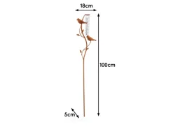 Kobolo Gartenstecker RUSTY BIRDS in Rostoptik mit Niederschlagsmesser