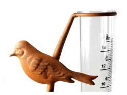 Kobolo Gartenstecker RUSTY BIRDS in Rostoptik mit Niederschlagsmesser