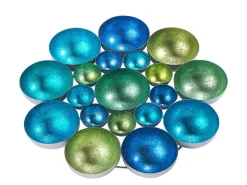 Kobolo Kerzenhalter Dekoschale BUBBLE Metall in Grün und Blautönen 40 cm