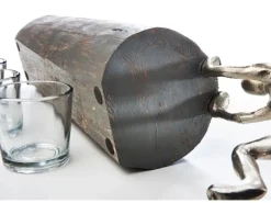 Kobolo Kerzenhalter Teelichthalter FORCE 49x10x14 cm Holz Metall Glas