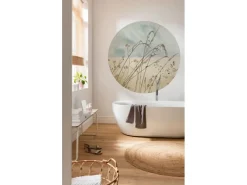 Outlet Komar Selbstklebende Runde Tapete Gazon Beige und Blau Ø 125 cm 611169