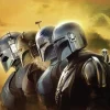 Outlet Komar Wandbild Star Wars The Mandalorian Line Up 30 cm x 40 cm Gelb