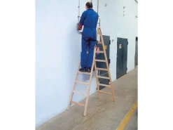 Hot Krause Stabilo Sprossen-Doppel-Leiter Holz 2 x 9 Sprossen