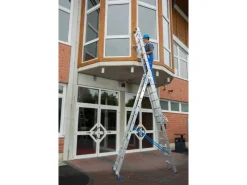 Hot Krause Stabilo Sprossen-Vielzweck-Leiter 3 x 12 Sprossen mit Wandlaufrollen