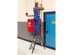 Outlet Krause Stehleiter Securo 4 Stufen Eloxiert 145 cm x 46 cm x 85 cm