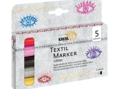 Hot KREUL Textil Marker Glitter medium 5er Set
