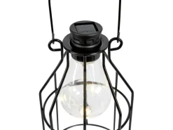 LED Solar-Laterne Metall 10 cm x 10 cm x 17 cm Schwarz