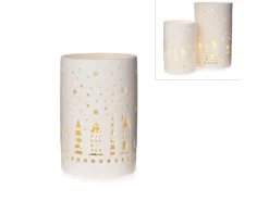 LED-Windlicht mit Sternen Ø 8,5 cm x 13 cm Weiß