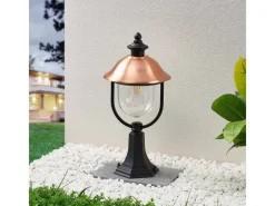 Outlet Lindby Außenleuchte Laterne Clint 9630100 Spritzwassergeschützt Retro Vintage Antik in Kupfer aus Aluminium 1-flammig E27