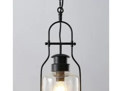 Lindby Pendelleuchte Laterne Rozalie 9624814 Retro Vintage Antik in Schwarz aus Metall 1-flammig E27 Flurleuchte