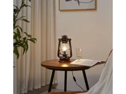 Online Lindby Tischlampe Laterne Raisa 9624812 Retro Vintage Antik in Braun aus Metall 1-flammig E14 Wohnzimmerleuchte