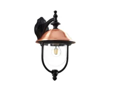 Lindby Wandleuchte Außen Laterne Clint 9630098 Spritzwassergeschützt Retro Vintage Antik in Kupfer aus Aluminium 1-flammig E27