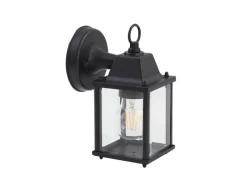 Lindby Wandleuchte Außen Laterne Rurik 10025848 Spritzwassergeschützt Landhaus Vintage Rustikal in Schwarz aus Aluminium 1-flammig E27