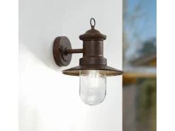 Lindby Wandleuchte Außen Laterne Eloretta 10025908 Spritzwassergeschützt Landhaus Vintage Rustikal in Braun aus Metall 1-flammig E27