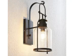 Hot Lindby Wandleuchte Wandlampe Innen Laterne Rozalie 9624813 Retro Vintage Antik in Schwarz aus Metall 1-flammig E27 Flurleuchte