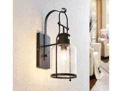 Hot Lindby Wandleuchte Wandlampe Innen Laterne Rozalie 9624813 Retro Vintage Antik in Schwarz aus Metall 1-flammig E27 Flurleuchte