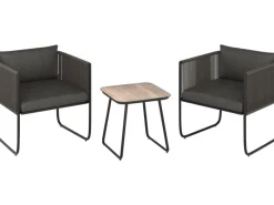 Lounge-Set Fullerton 3-teilig Wicker Stahl Anthrazit-Grau