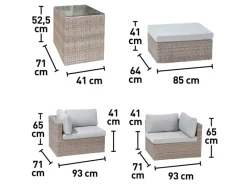 Lounge-Set Olea 5-teilig aus Polyrattan Sand