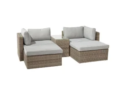 Lounge-Set Olea 5-teilig aus Polyrattan Sand