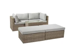 Lounge-Set Olea 5-teilig aus Polyrattan Sand