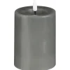 Luca Lighting Kerze Grau 10 cm x 7,5 cm LED mit Timer Warm Weiß