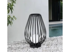 Lucande Laterne Marrin 10025952 Spritzwassergeschützt Modern in Schwarz aus Metall 1-flammig E27