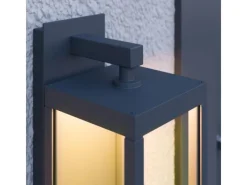 Best Lucande LED Wandleuchte Außen Laterne Ferdinand 9619150 mit Bewegungsmelder Spritzwassergeschützt Modern in Alu aus Aluminium 1-flammig