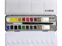 Lukas Aquarell Studio Aquarellfarben-Set 16 x 1/2-Näpfchen und Pinsel